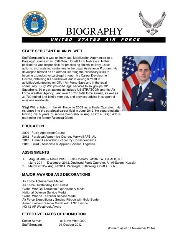 Air Force Biography Template